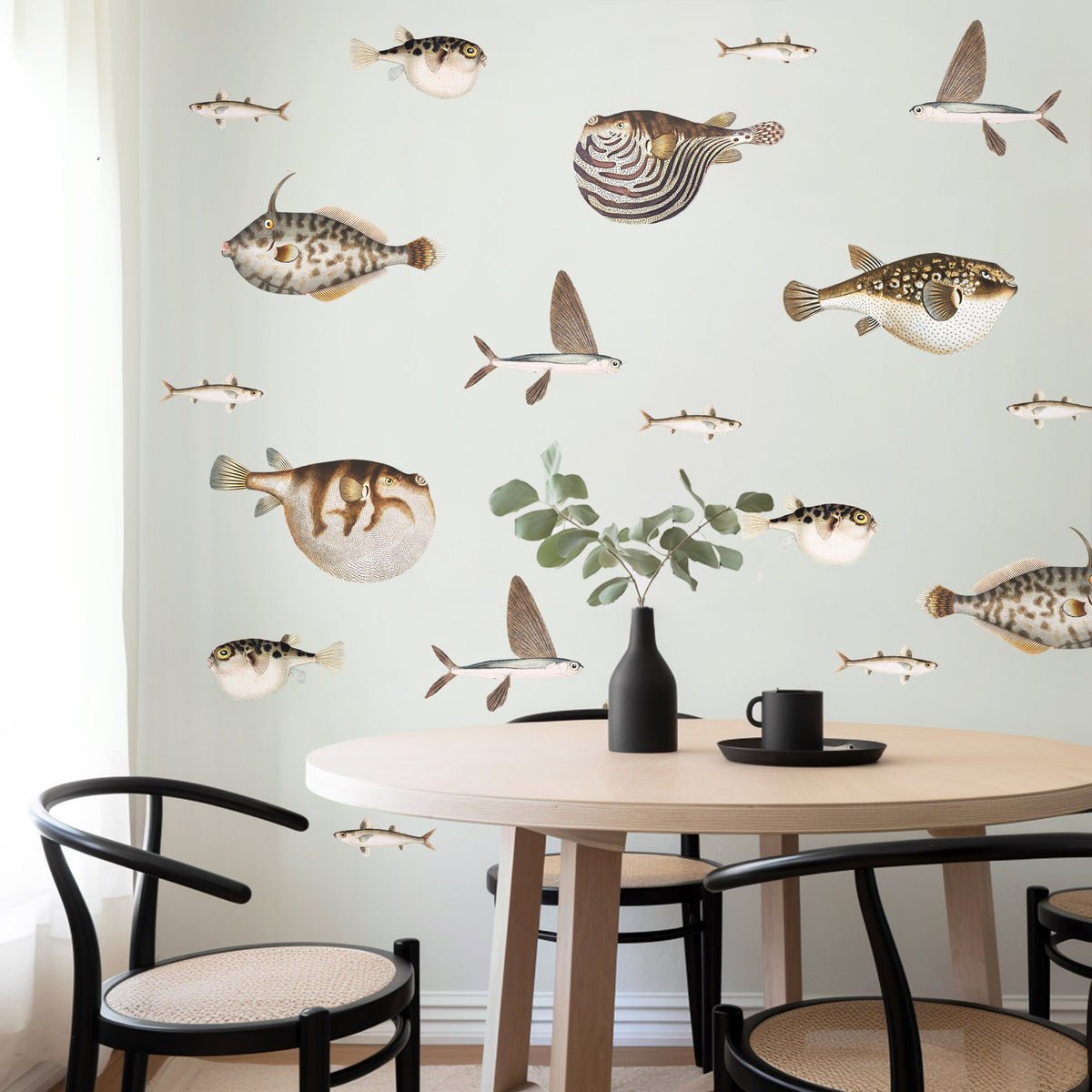 Puffer Fish Vintage Illustration Wall Decals