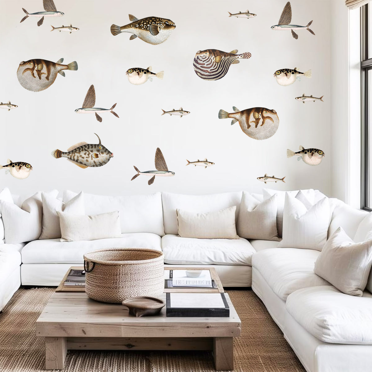 Puffer Fish Vintage Illustration Wall Decals