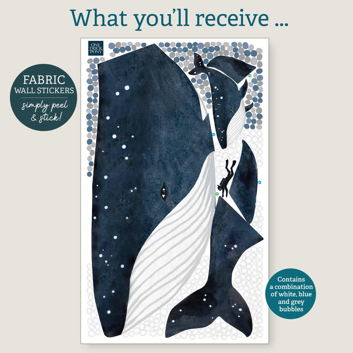 The Whale and the Diver Fabric Wall Sticker