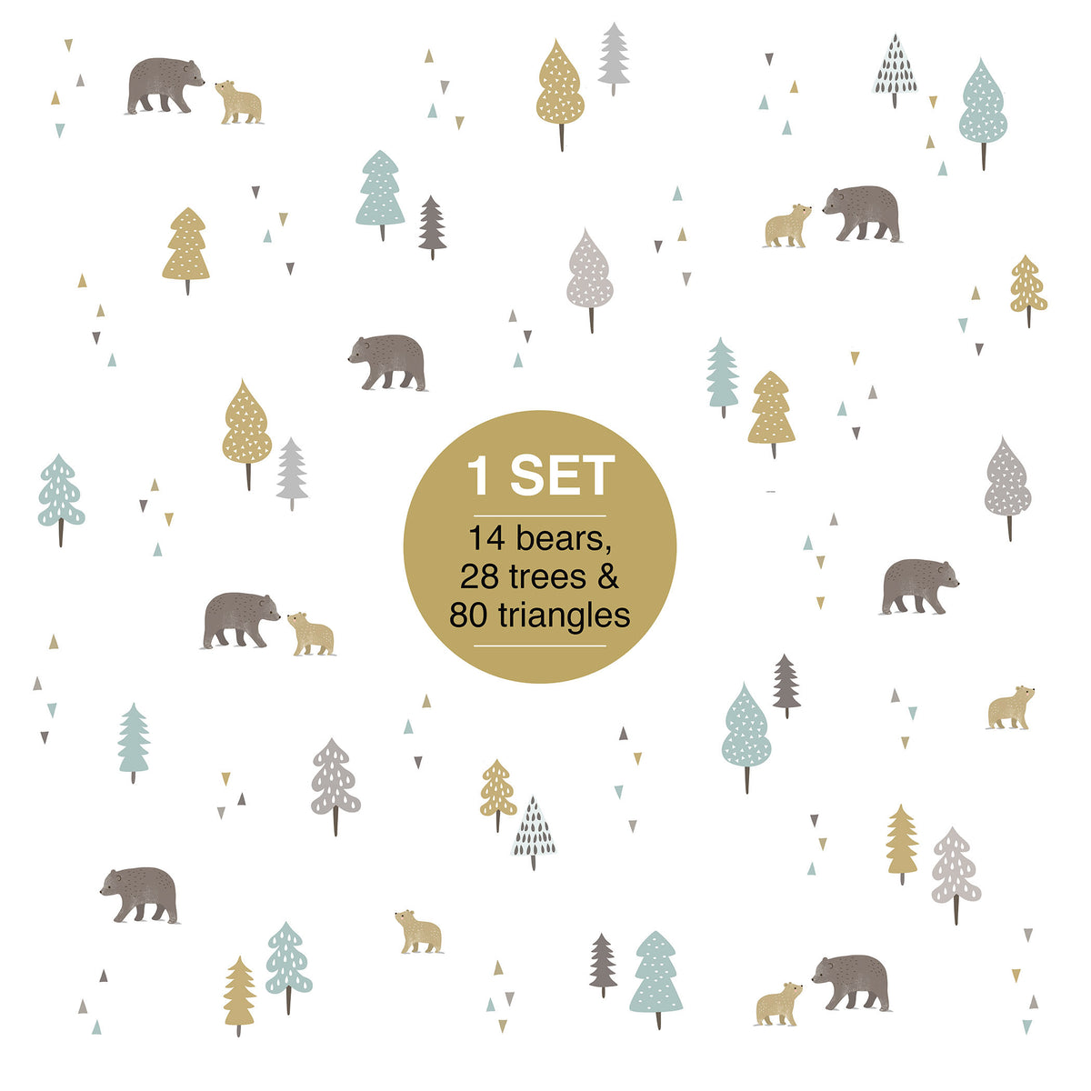 Bears and Trees Repeat Pattern Wall Stickers
