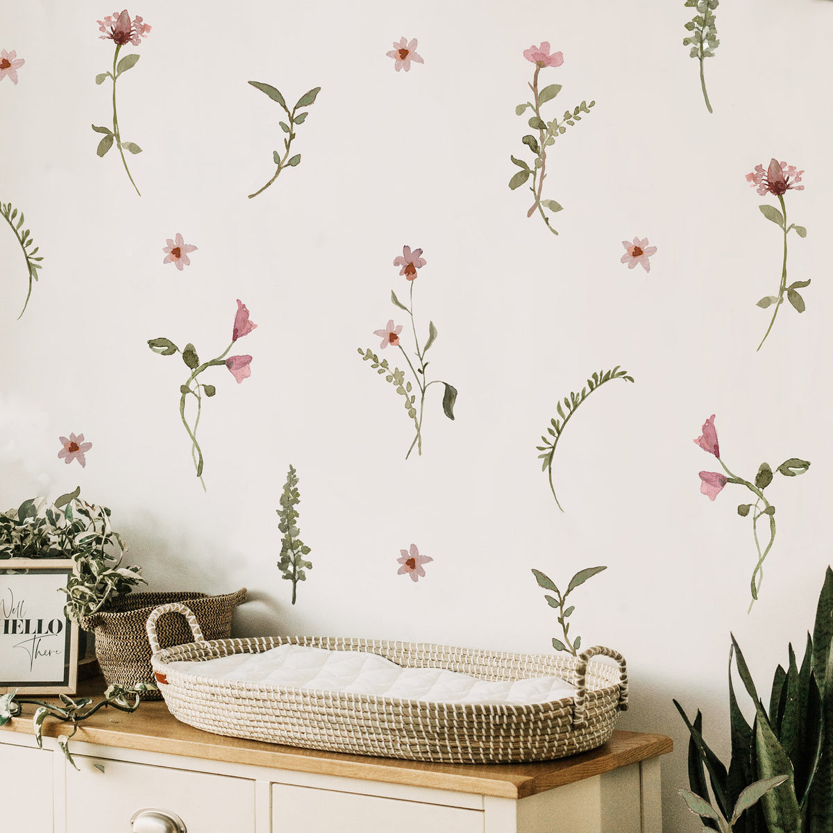 Flower and Leaves Wall Stickers