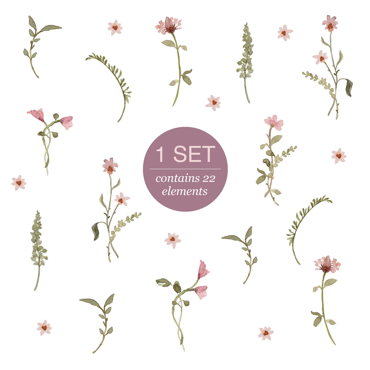 Flower and Leaves Wall Stickers