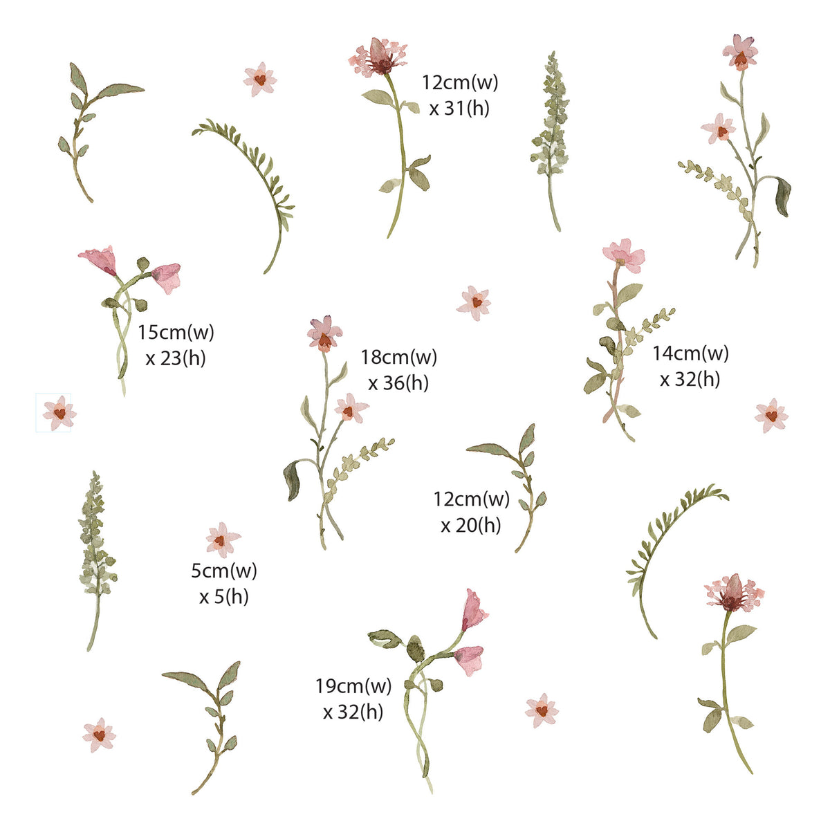 Flower and Leaves Wall Stickers