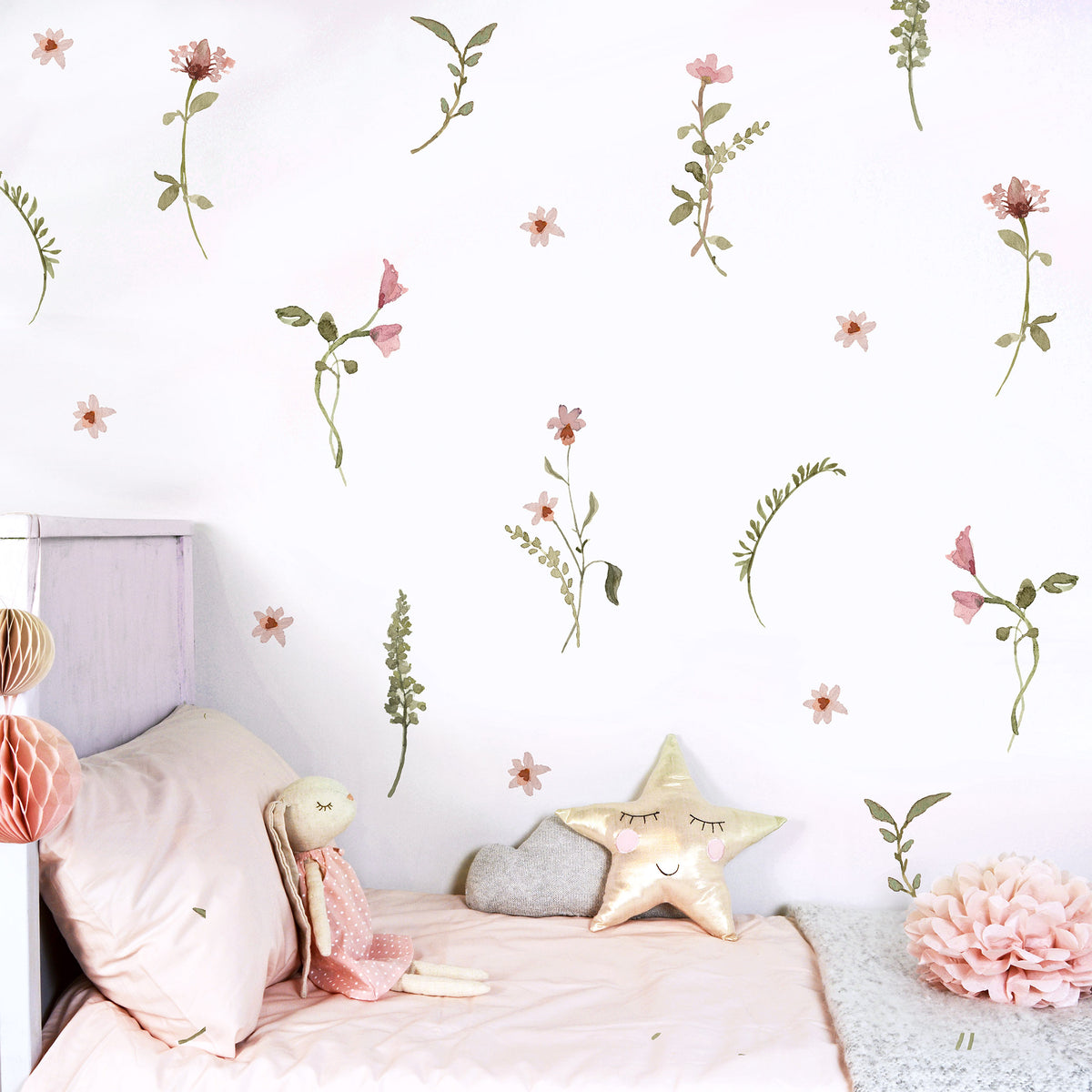 Flower and Leaves Wall Stickers