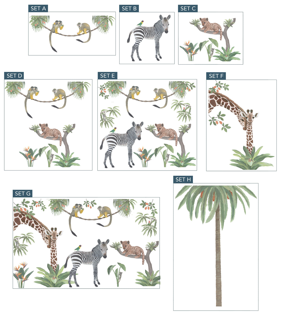 Safari Animals Fabric Wall Stickers
