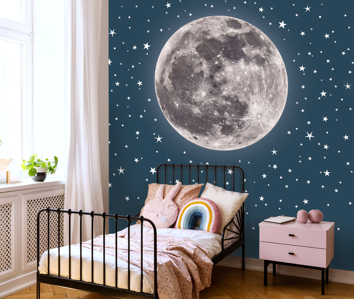 Full Moon and Stars Wallpaper Mural