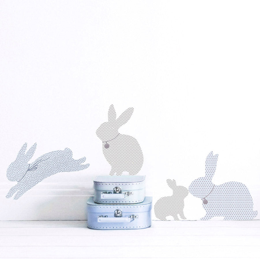 Rabbit Wall Stickers in Blue &amp; Grey