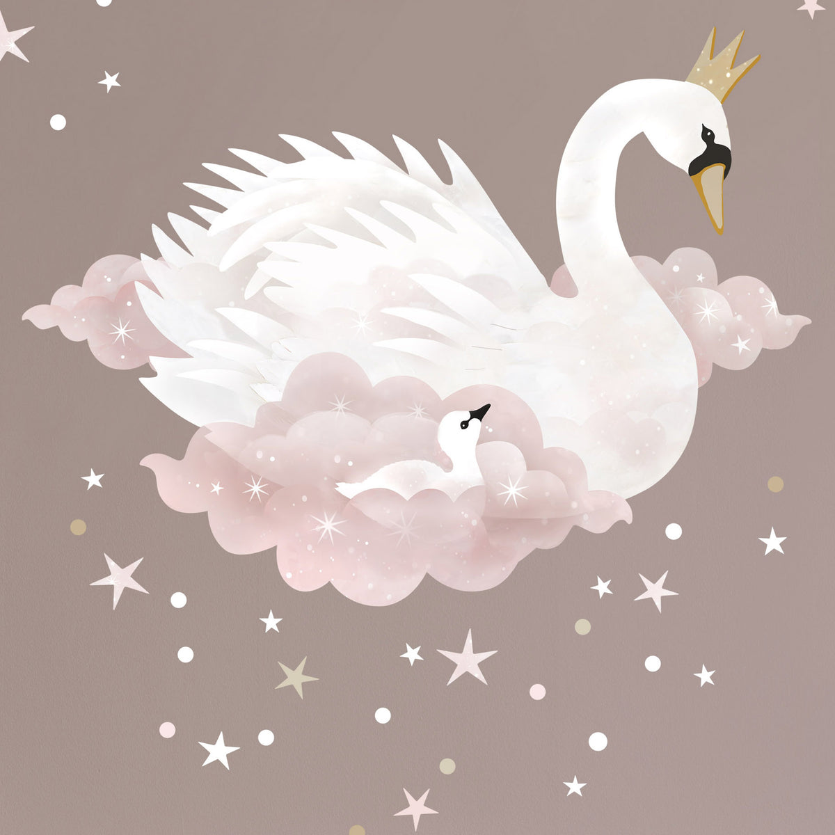 Swan and Clouds Wall Sticker