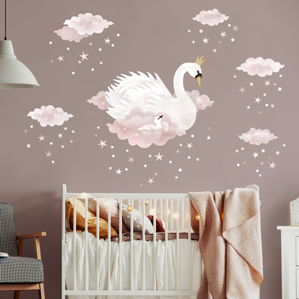 Swan and Clouds Wall Sticker