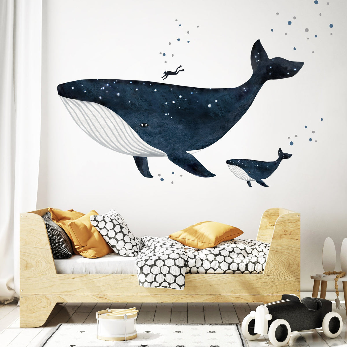The Whale and the Diver Fabric Wall Sticker