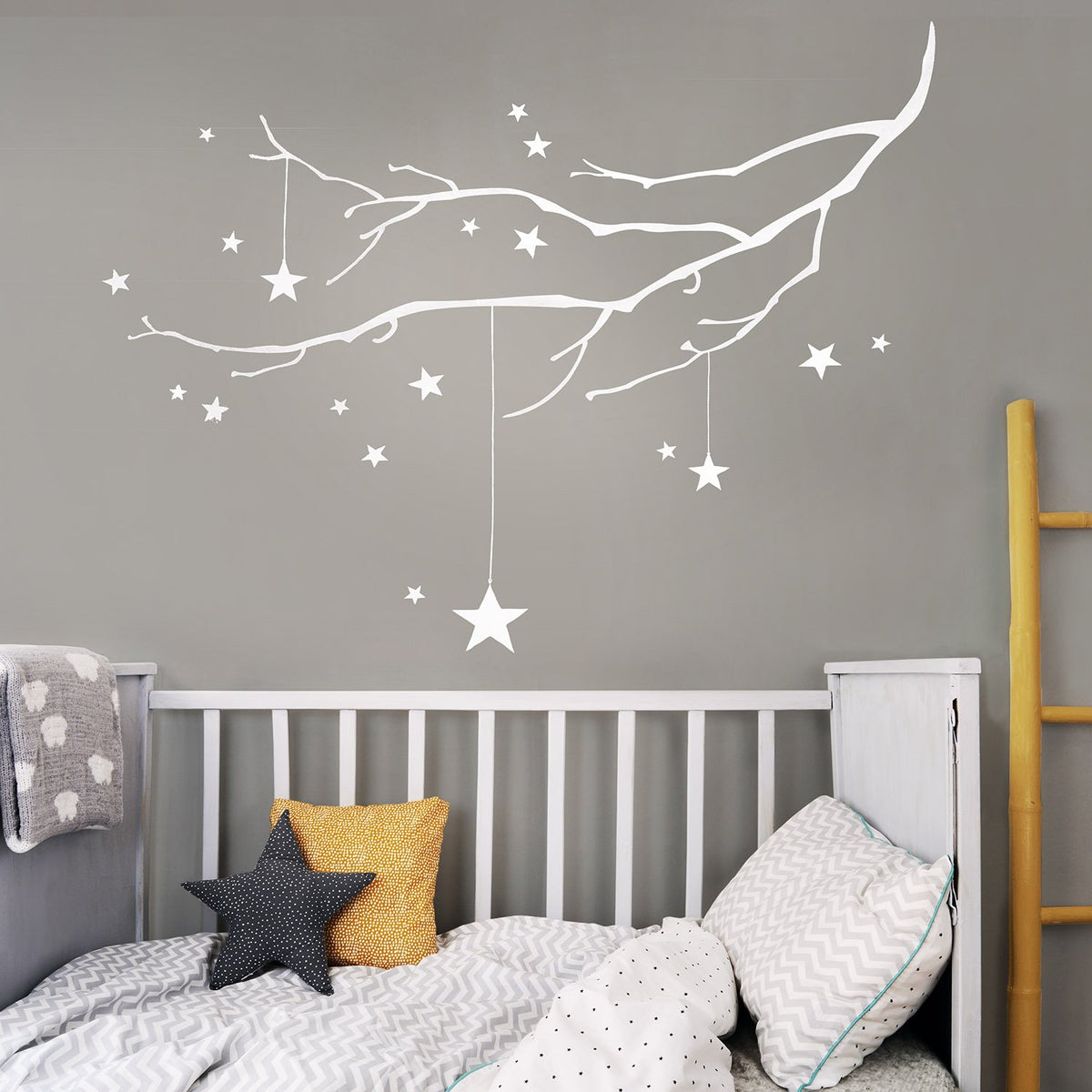 Winter Branch with Stars Wall Sticker