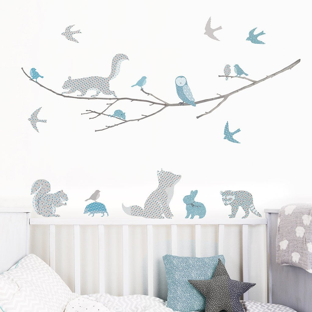 Woodland Animals on Branch Wall Sticker