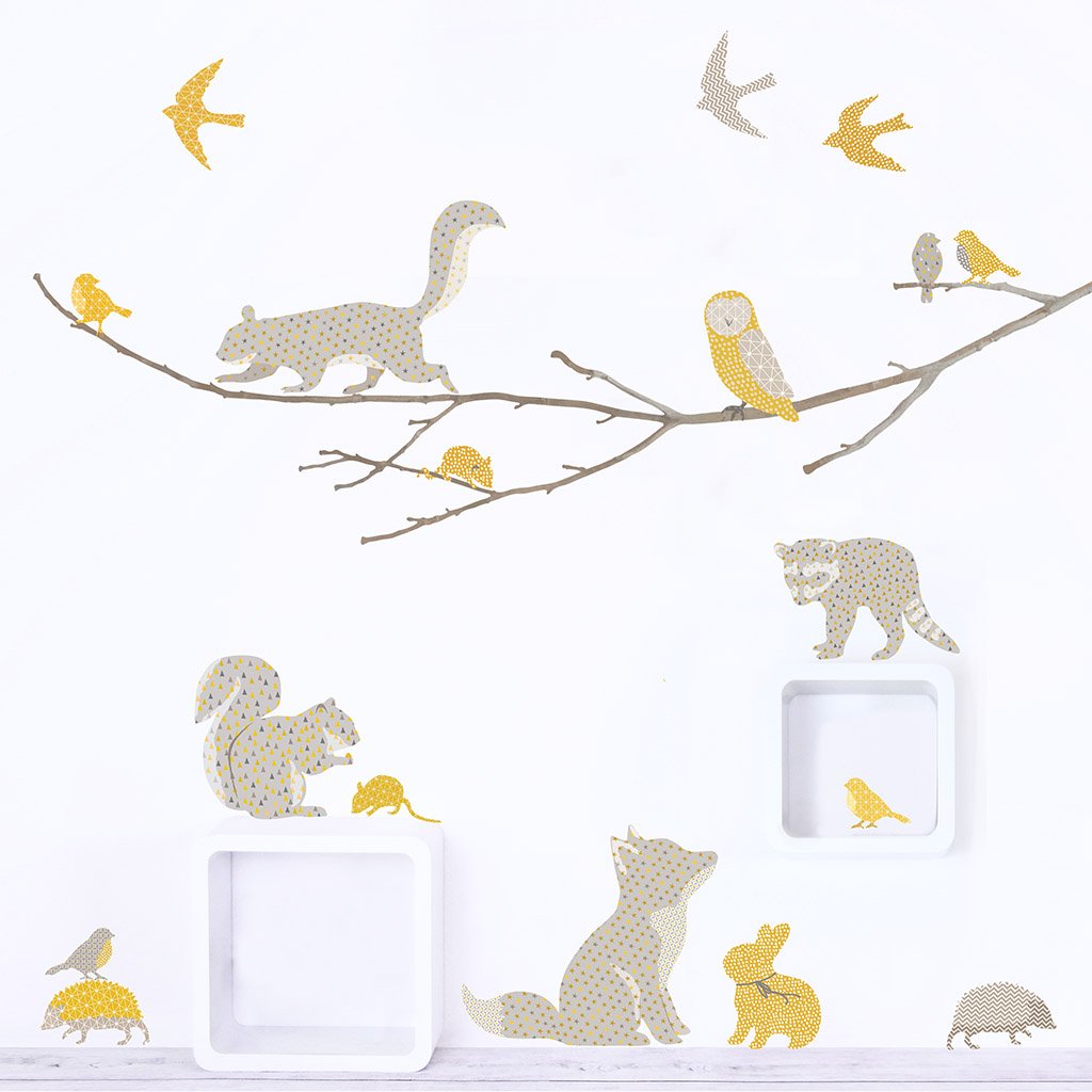 Woodland Animals on Branch Wall Sticker