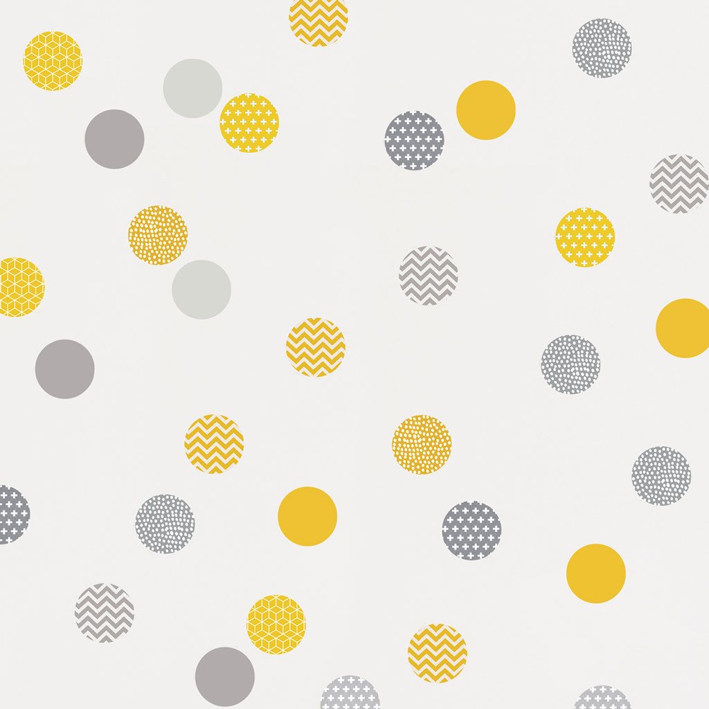 Yellow &amp; Grey Polka Dots Wall Stickers