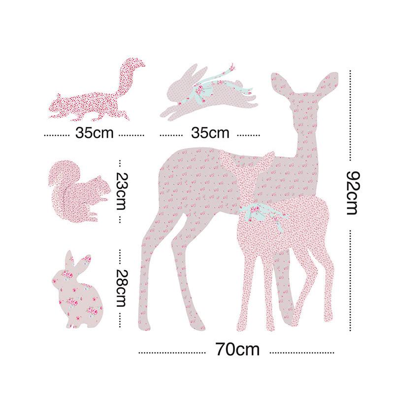 Deer, Fawn and Woodland Animals Wall Sticker in Vintage Floral