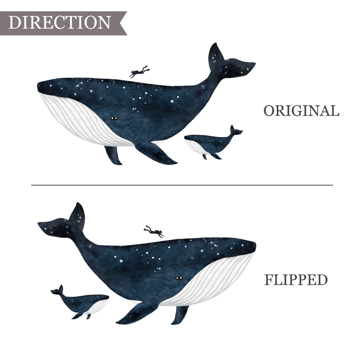The Whale and the Diver Fabric Wall Sticker